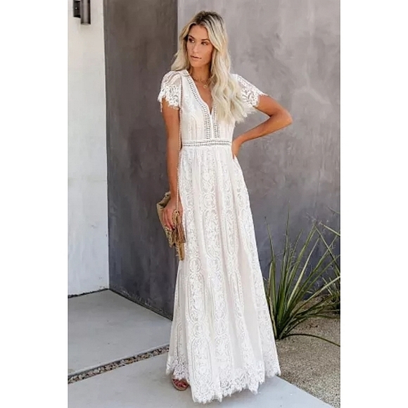 LAST ONE! Plus Size LANA White Lace Maxi Boho Dress - Picture 4 of 4